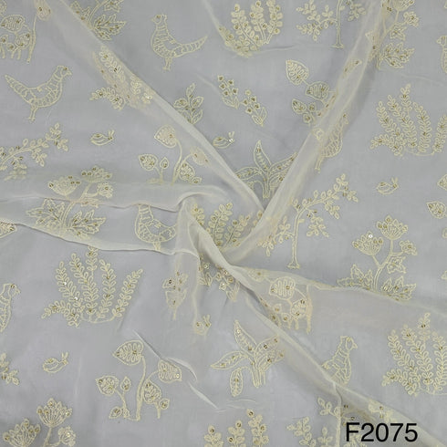 Thread Sequins Dyeable Georgette Fabric-F2075